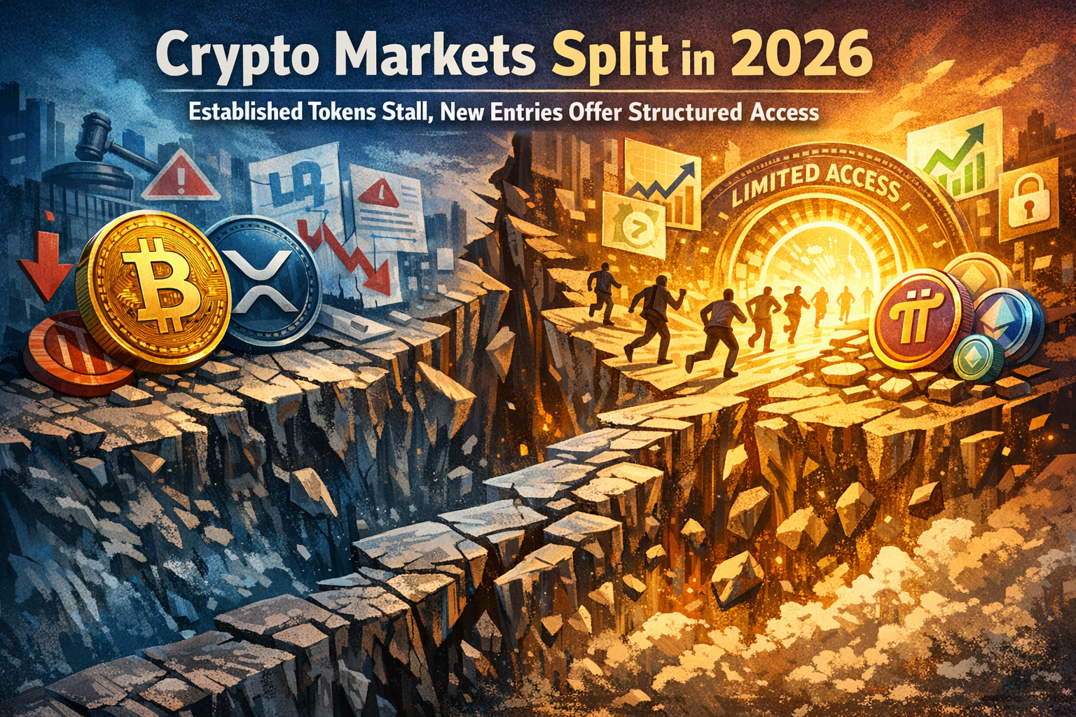Crypto Markets Split in 2026 as Established Tokens Stall and New Entries Offer Structured Access